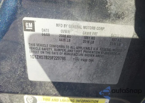 2009 Chevrolet Malibu Lt from USA, damaged, VIN 1G1ZH57B29F229786